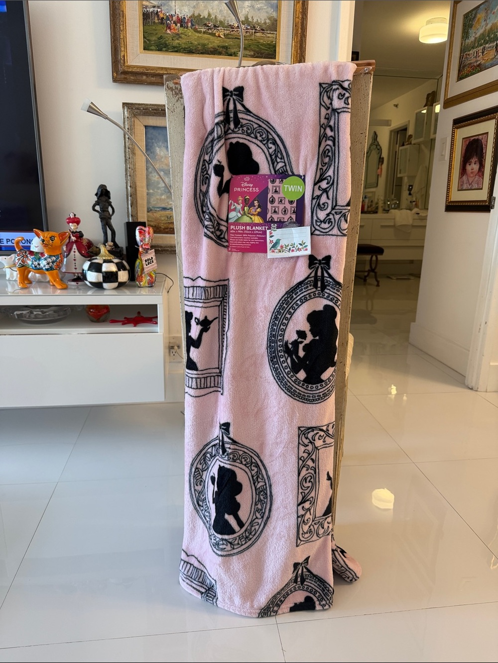 Disney Pink & Black Plush Disney Princesses Silhouette Throw Blanket